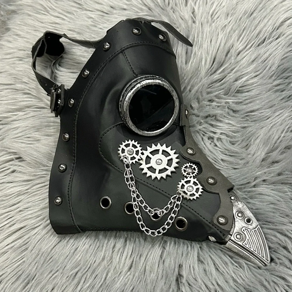 Black‎ Plague Doctor Halloween Costume Bird Nose Steampunk Cosplay Party Mask